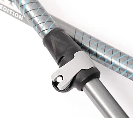 Close up of height adjustment - Urban Poles Activator 2 Poling Set with ergonomic Coregrip handles and bell-tip design for rehab walking and mobility support