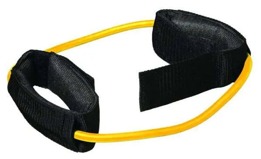 CanDo Exercise Tubing with padded ankle and wrist cuffs for portable strength and resistance training