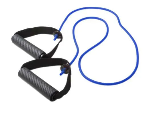 Blue - CanDo Exercise Tubing with Handles for portable resistance training, strength workouts, and rehabilitation exercises