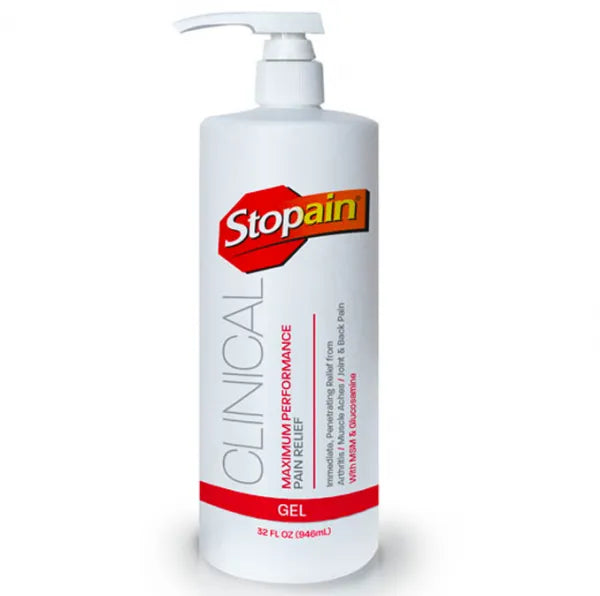 32 ounce pump - Stopain Clinical 10% menthol pain relief gel for muscle pain, arthritis, joint and back pain — professional-grade topical analgesic
