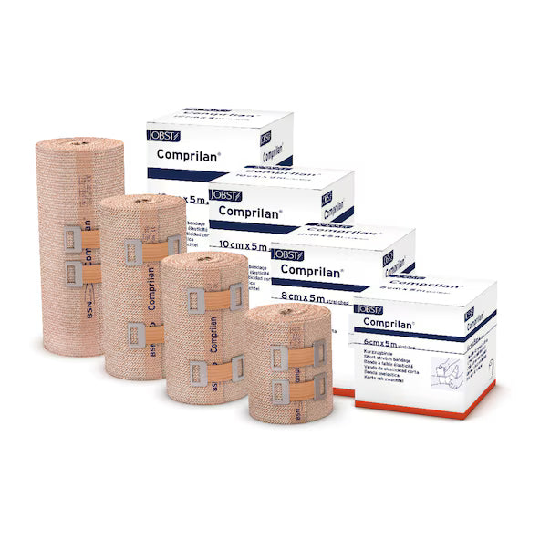 JOBST Comprilan short stretch compression bandage applied to lower leg for venous and lymphedema care